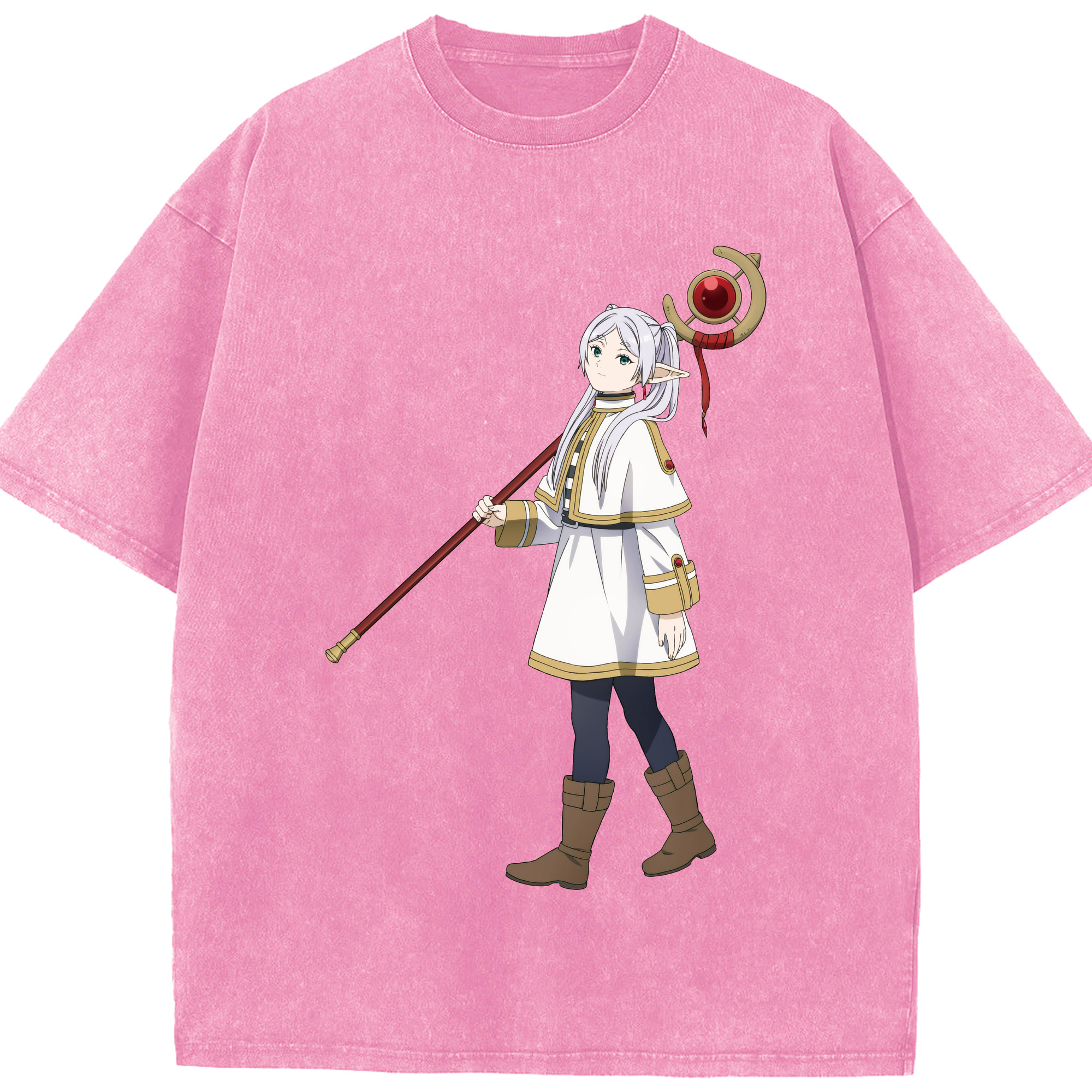 （画像用） 葬送のフリーレン Frieren 綿100% ヴィンテージ風 半袖Tシャツ（フロントプリント）